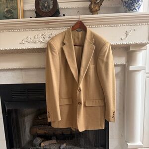 VTG Bill Blass Camel Hair Blazer Mens 42L Tan Beige Sport Coat USA Made